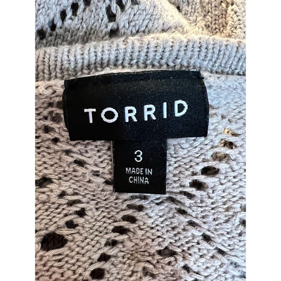 Torrid Taupe Pointelle Button Front Boyfriend Cardigan Sz 3 - Picture 9 of 11
